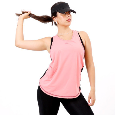 débardeur sport femme corail polyamide élasthanne 17H17 vue face