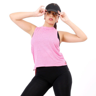 Pull Workout Sans Manches perforé  Femme | 17H17 Débardeur Mesh Col Montant 17H17 - Padel Femme